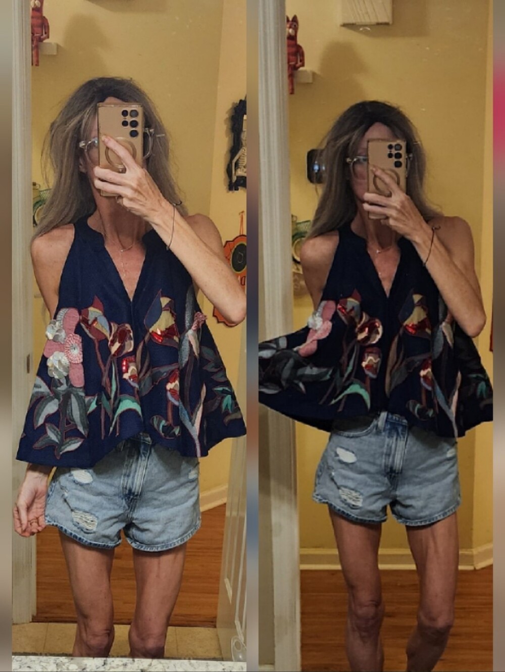 RARE Anthropologie Pankaj & Nidhi Embellished Swing Trapeze Tank